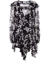 Elisabetta Franchi - Ruffles Voile Printed Dress - Lyst