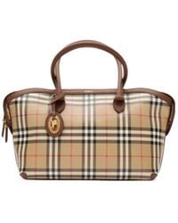 Burberry - Small Check Zip Tote Bag - Lyst