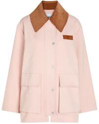 Ganni - Corduroy-Collar Twill Jacket - Lyst
