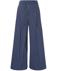 Brunello Cucinelli - Striped Cotton And Silk-Blend Twill Wide-Leg Pants - Lyst