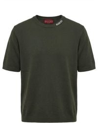 Gucci - Silk Cotton Knit T-Shirt With Intarsia - Lyst