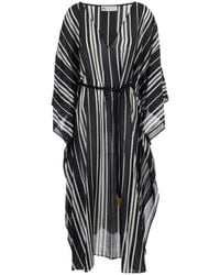 Tory Burch - And Caftan With Waist Belt And Striped Motif In - Lyst