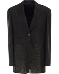 Brunello Cucinelli - Single-Breasted Viscose And Linen Jacket With Transparent Insert - Lyst