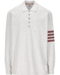 Thom Browne - Stripe-Detailed Long-Sleeved Polo Shirt - Lyst