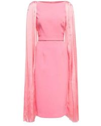 Safiyaa - Essiah Crepe And Satin Midi Dress - Lyst