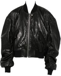 Rick Owens - Crinkled-Leather Bomber Jacket - Lyst