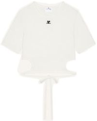 Courreges - Courrèges Ribbon Cut Out Contrast T-Shirt - Lyst