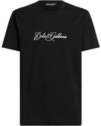 Dolce & Gabbana - Logo Embroidered Short-Sleeved T-Shirt - Lyst