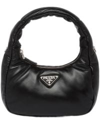 Prada - Enamel Triangle-Logo Leather Shoulder Bag - Lyst