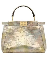 Fendi - Florentine Paper Metallic Crocodile Leather Bag - Lyst