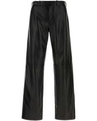 Fendi - Straight-Leg Leather Trousers - Lyst
