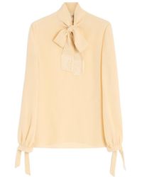 Valentino - Tie Neck Long-Sleeved Blouse - Lyst