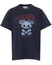 Ganni - Graphic Logo Printed Crewneck T-Shirt - Lyst