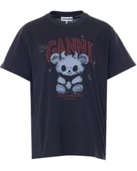 Ganni - Graphic Logo Printed Crewneck T-Shirt - Lyst