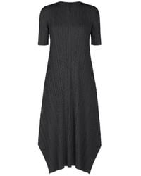 Pleats Please Issey Miyake - Mellow Pleats V-Neck Asymmetric Dress - Lyst