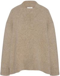 The Row - Fayette V-Neck Ribbed-Knit Sweater - Lyst