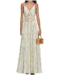 Self-Portrait Metallic-floral Maxi Dress in Blue | Lyst