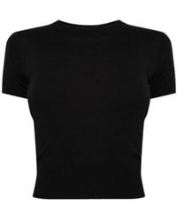 DSquared² - Logo Embroidered Cropped Knitted Top - Lyst