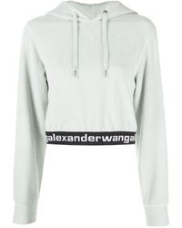 Alexander Wang - Logo-Waistband Fine-Ribbed Hoodie - Lyst