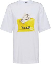MSGM - Graphic-Print Short-Sleeved T-Shirt - Lyst