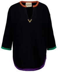 Valentino - V Logo Trim Knitted Sweater - Lyst