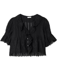 Doen - Ruffled Pintucked Broderie Anglaise Cotton Top - Lyst