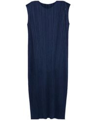 Pleats Please Issey Miyake - Pleated Sleeveless Midi Dress - Lyst