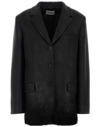 Miu Miu - Shearling-Trim Blazer - Lyst