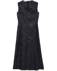 Prada - Floral Jacquard Midi Dress - Lyst