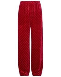 Gucci - Gg-Pattern Straight-Leg Velvet Trousers - Lyst