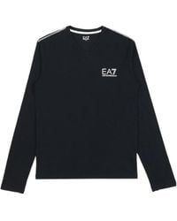 EA7 - Round-Necked Logo T-Shirt - Lyst
