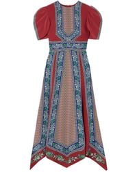 La DoubleJ - Cherie Printed Silk Midi Dress - Lyst