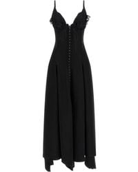 McQueen - Lace-Up Detail V-Neck Dress - Lyst