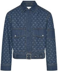 Marine Serre - Moon Print Lace-Up Denim Jacket - Lyst