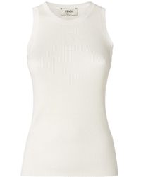 Fendi - Logo Detailed Knitted Tank Top - Lyst