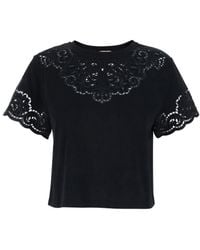 Twinset - Floral Embroidered Cropped T-Shirt - Lyst