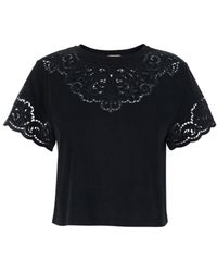 Twinset - Floral Embroidered Cropped T-Shirt - Lyst