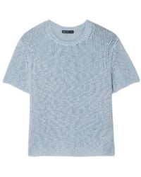 James Perse - Open-Knit Cotton And Linen-Blend T-Shirt - Lyst