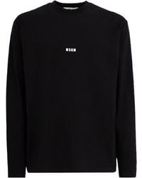MSGM - Logo Long Sleeve Cotton T-Shirt - Lyst