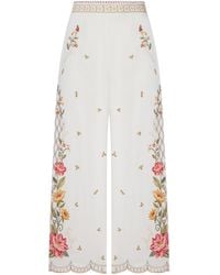 FARM Rio - Palazzo Trousers With Floral Embroidery - Lyst