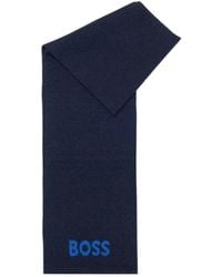 BOSS - Boss Logo Detailed Ribbed-Knit Scarf - Lyst