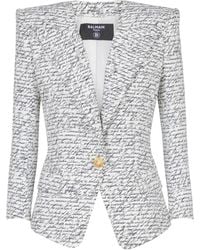 Balmain - Love Letter Printed 1-Button Jacket - Lyst