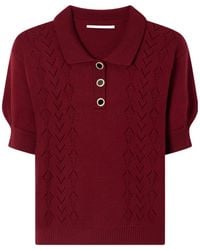 Alessandra Rich - Open-Knit Wool Polo Shirt - Lyst