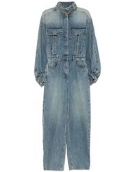 Zimmermann - Illustration Long-Sleeved Denim Jumpsuit - Lyst