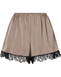 Stella McCartney - Lace-Trimmed Embroidered Satin Shorts - Lyst