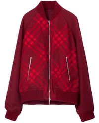 Burberry - Check Printed Reversible Bomber Jacket - Lyst