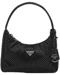 Prada - Re-Edition Mini Satin Bag With Crystals - Lyst