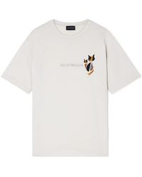 Emporio Armani - Logo Embroidered Crewneck T-Shirt - Lyst