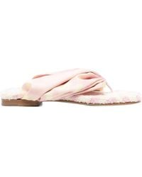 Burberry - Check Printed Open-Toe Flat Sandals - Lyst