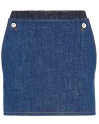 Fendi - Denim Panelled Logo Patch Shorts - Lyst
